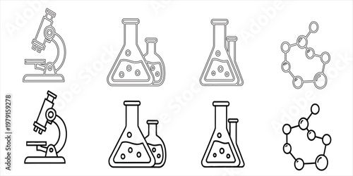 Scientific laboratory equipment a collection of hand drawn chemistry and biology tools