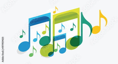 Colorful music notes on white 2.