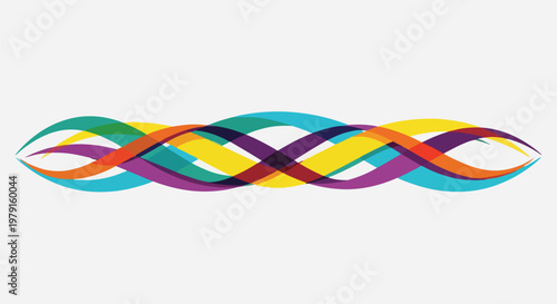 Colorful intertwined ribbon design element.