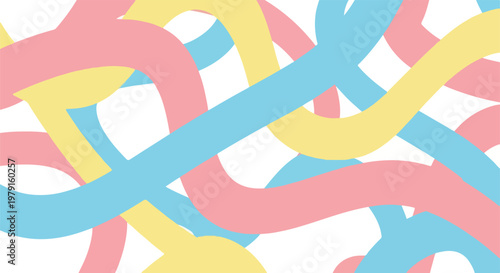 Colorful intertwined rubber bands closeup.