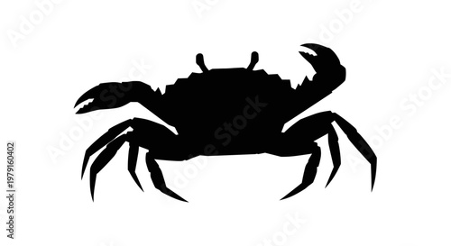 Black Crab Silhouette Side View.