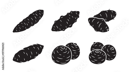 Jerusalem artichoke root vegetables in a clean graphic silhouette style