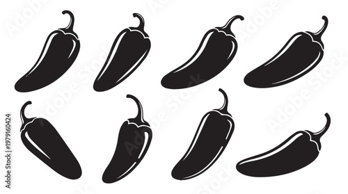 Jalapeno Peppers in a Simple Black Silhouette Arrangement for Food Design