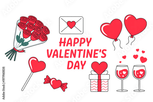 Colorful hearts and gifts celebrating valentine's day with heart shapes and love symbols Vector