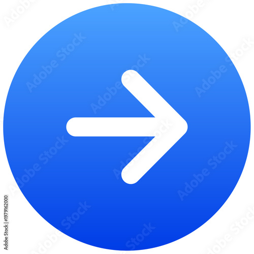 Circular blue forward button icon for next step and UI navigation action