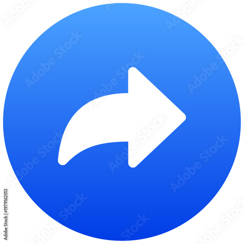 Circular blue redo button icon for repeat action and user interface