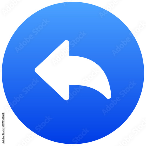 Circular blue undo button icon for user interface and history return