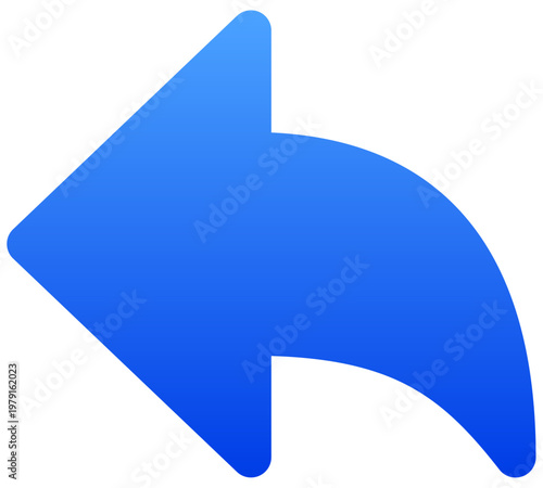Curved blue undo arrow icon for reverse action and interface history