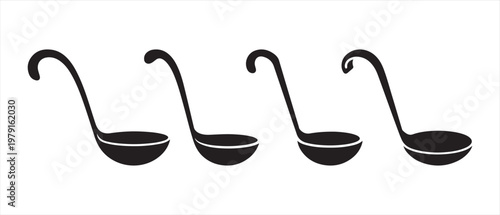 Konstfotografi Set of Black Ladle Silhouettes