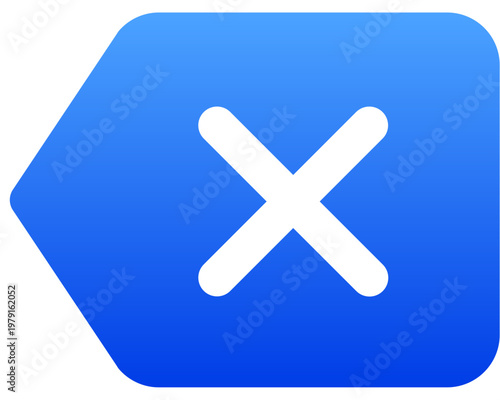 Solid blue backspace icon for text deletion and keyboard interface