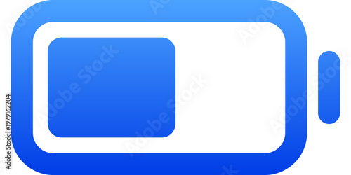 Blue half charged battery icon for power level and energy status