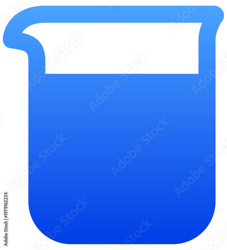 Solid blue laboratory beaker icon for chemistry science and research