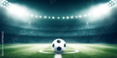 vector black grunge soccer ball on white and blue background