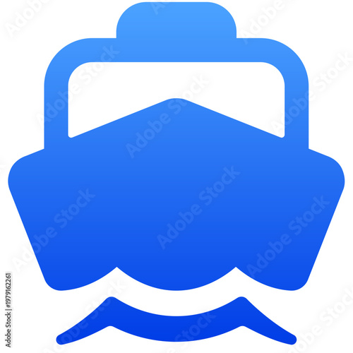 Blue nautical boat icon for sea travel and maritime transport