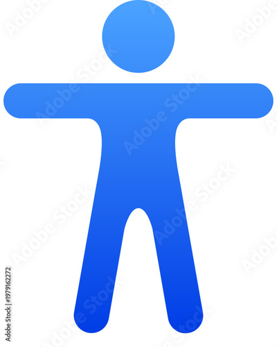 Solid blue human figure icon for user profile and fitness app