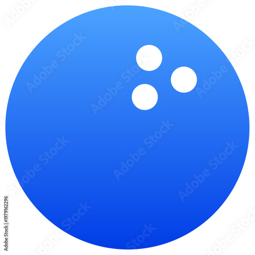 Solid blue bowling ball icon for sports club and recreational game