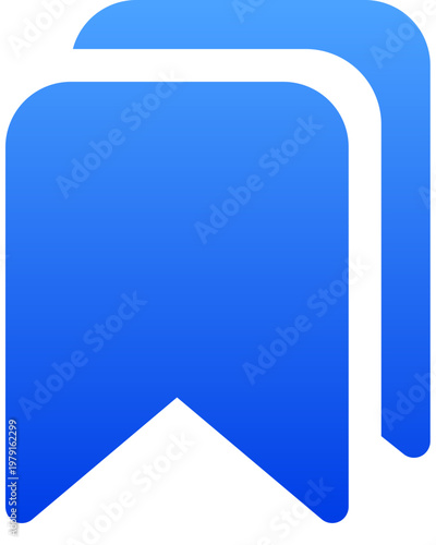 Stacked blue bookmarks icon for group saving and digital archives
