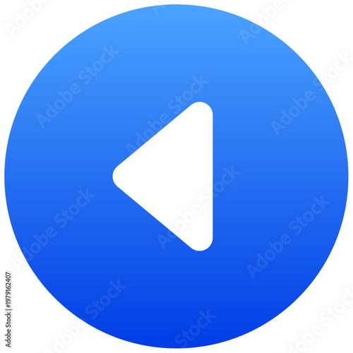 Circular blue back caret button icon for user interface navigation