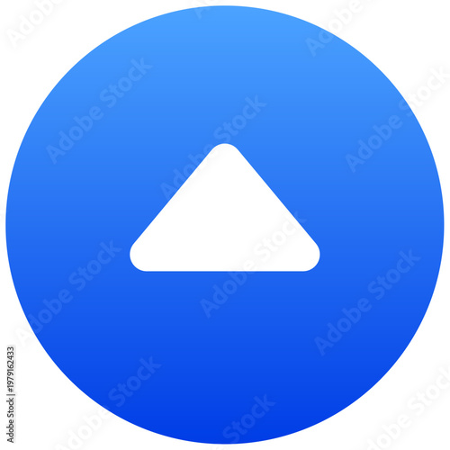Blue circular up caret button icon for user interface and top navigation