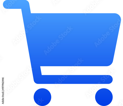 Minimalist blue shopping cart icon for retail store and e-commerce app