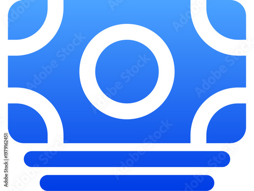Solid blue paper money icon for financial payment and cash transaction