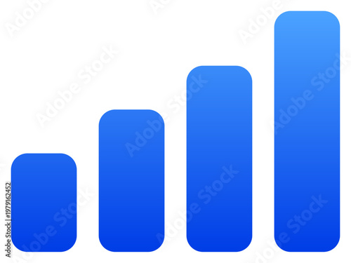 Blue cellular signal icon for mobile network strength and connection