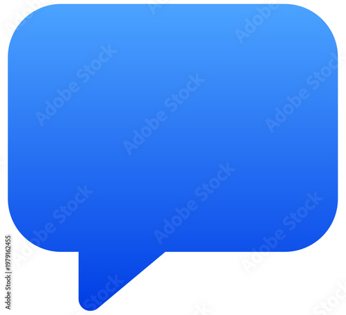 Solid blue speech bubble icon for messaging chat and communication