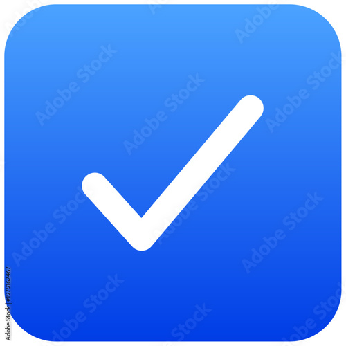 Blue square checkbox icon with check mark for confirmed selection