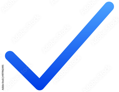Simple blue check mark icon for success and approval status
