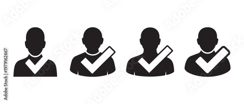 User icons with white checkmarks, representing selection or confirmation.