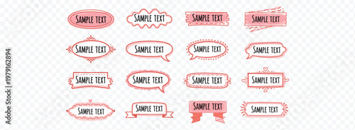 Decorative text frame illustration collection, label vector artwork set, banner design graphic, ornate motif, flat vector illustration