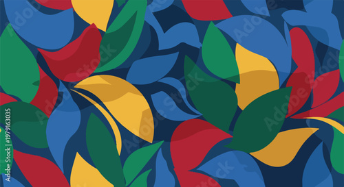 Colorful Leaves Pattern Abstract Design Element.