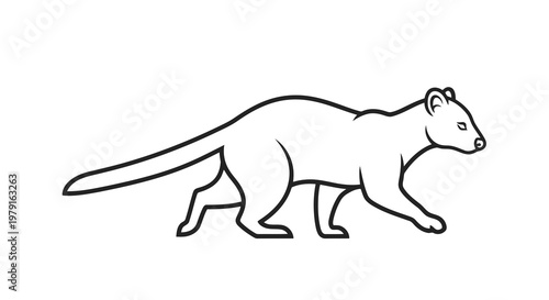 Simple line drawing of a weasel or similar animal walking to the right.