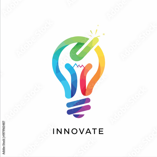 Colorful Light Bulb Innovation Concept.