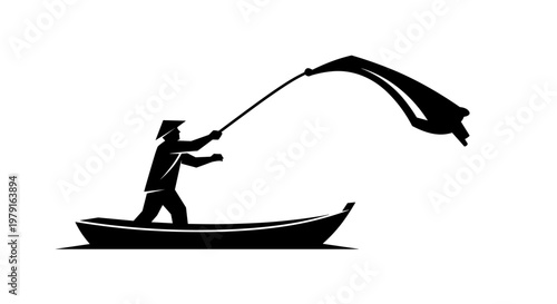 Man catching a large fish.