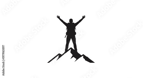 Man standing on mountain peak.