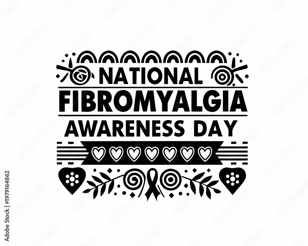 Obraz premium Fibromyalgia Awareness Vector Art, Chronic Pain Support and Awareness Isolated on White