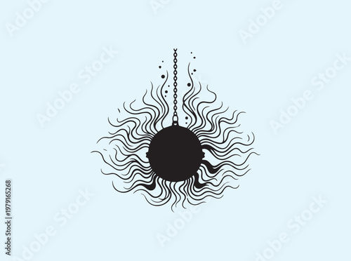 Black silhouette of a tea infuser with wavy flavor diffusion lines