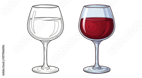 Red Wine and White Wine Glasses Comparison