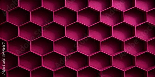 Seamless hexagonal honeycomb vector pattern with a yellow 3d geometric structure and orange bee cell texture for a modern technology wallpaper backdrop