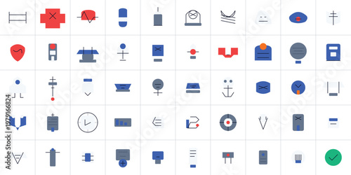 Medical Icons Set - 50 Healthcare Vector Symbols for Hospital Doctor Nursing Pharmacy Health Care Clinical Diagnosis