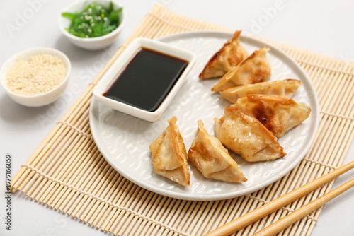 Plate of fried Japanese gyo...
