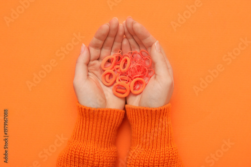 Female hands with hair scru...