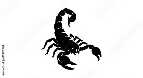 Scorpion Silhouette Icon, Black and White Vector Art, Tribal Tattoo Style
