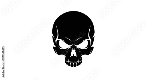 Scary Black Skull Graphic Icon, Danger Symbol, Horror Concept
