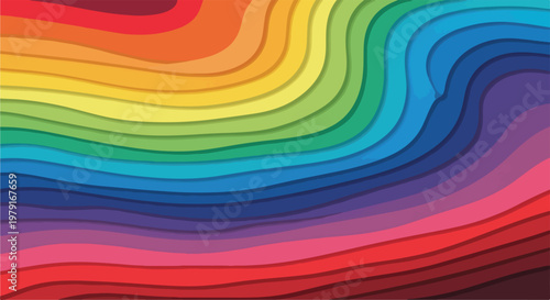 Rainbow Colored Wavy Lines Pattern Design 2.