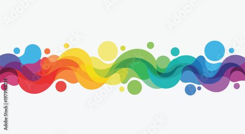 Rainbow Colored Wavy Liquid Splash Design Element.