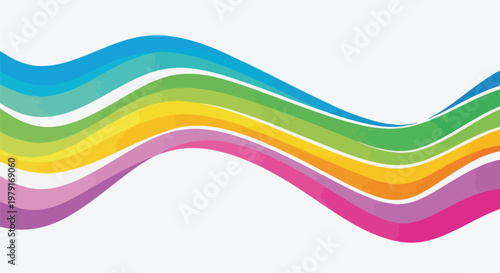 Rainbow Colored Wavy Stripes on White.