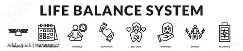 A lifestyle banner showing balance, recovery, and sustainable personal rhythm in Lineal Icon Style