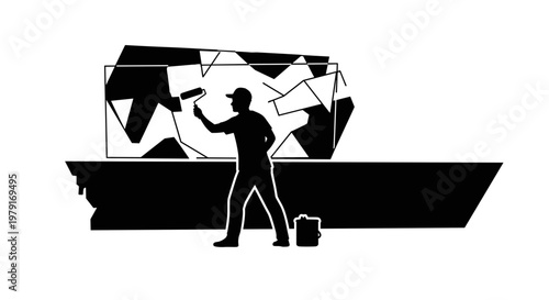 Man painting a large boat.